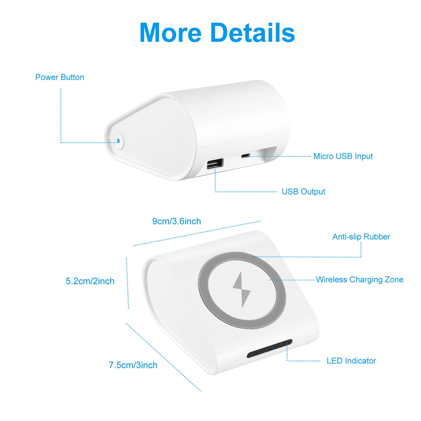 1Pc 10400mAh Qi Wireless Charging Power Bank  For IOS Phone XS MAX XR Galaxy S10 S9 Note 9